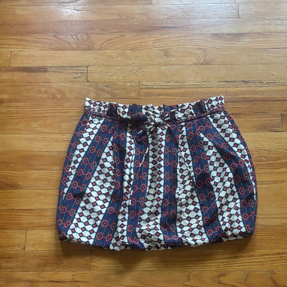 Marc by Marc Jacobs 100% Silk Bubble Hem Geometric Print Skirt